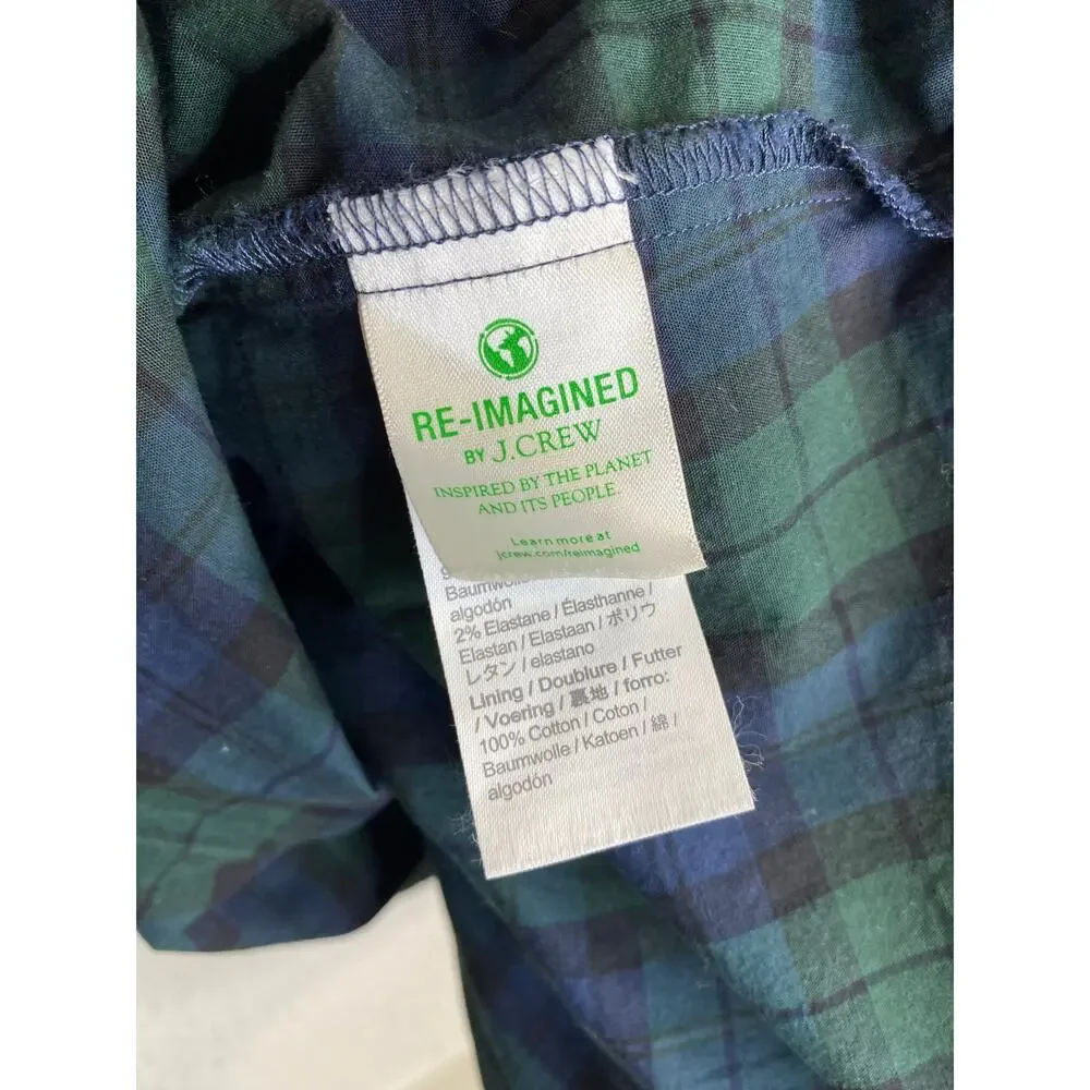 Crewcuts J Crew Girls Poplin Black Watch Green Navy Blue Plaid Ruffle Dress 7